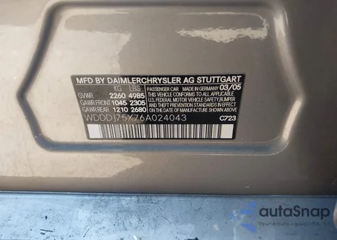 2006 Mercedes-Benz Cls 500 z USA, uszkodzony, nr VIN WDDDJ75X76A024043